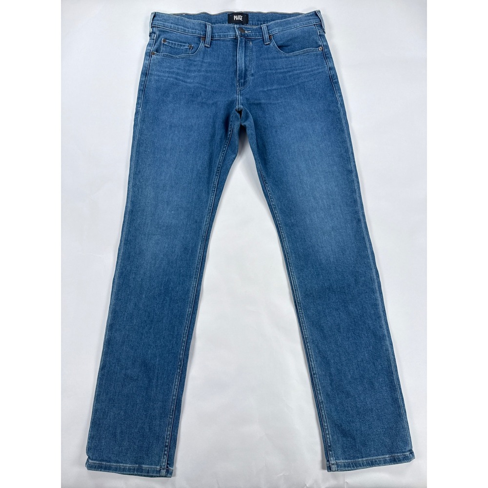 PAIGE Lennox Slim Fit Jeans Mens 34x32 Schram Medium Wash Stretch Denim M653F72